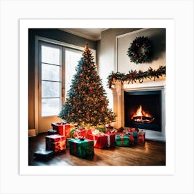 Christmas Tree In The Living Room 48 Art Print