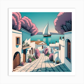 Seaside Village Art Print