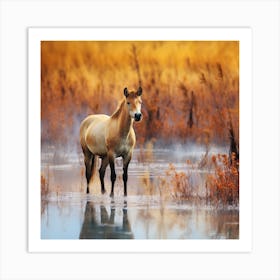 Horse Standing In Water Art Print