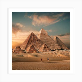 Giza Pyramids At Sunset 1 Art Print