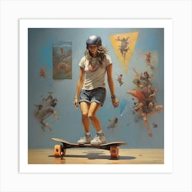 Skateboarder Art Painting Art Print