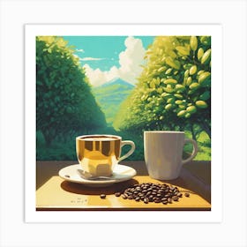 Coffee And Trees Art Print