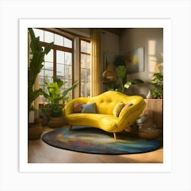 Yellow Sofa In Living Room Art Print