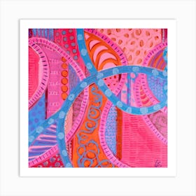 Pink And Blue Abstract Painting Art Print