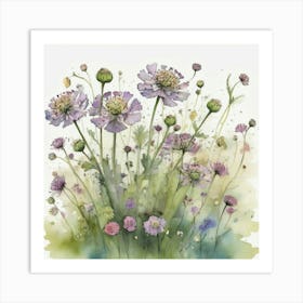 Wild Flowers flower plants painting art print Art Print