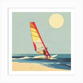 Windsurfing On The Beach Art Print