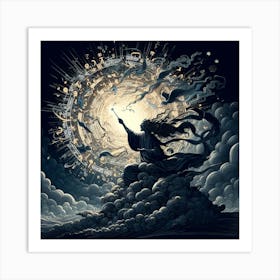 Witch In The Clouds Art Print