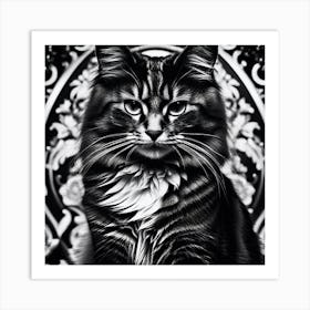 Black And White Cat 24 Art Print