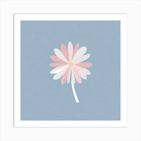 A White And Pink Flower In Minimalist Style Square Composition 518 Art Print