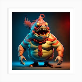 Circus Freak Show Fish (Series) Strong Man Art Print