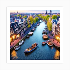 Amsterdam Canals At Sunset Art Print