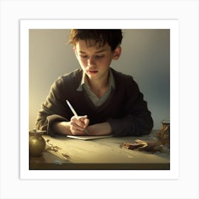 Boy Writing 1 Art Print