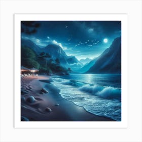 Night At The Beach 2 Art Print