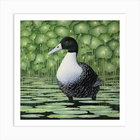 Ohara Koson Inspired Bird Painting Coot 4 Square Art Print