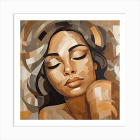 Woman With Eyes Closed 2 Art Print