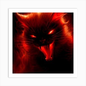 Cat In Flames 1 Art Print