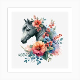 Horse With Flowers 5 Art Print