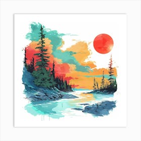 Sunset Painting Art Print