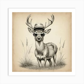 Deer In Sunglasses Art Print