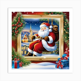 Santa Claus On A Swing Art Print