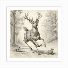 Deer In The Woods 10 Art Print