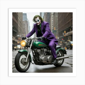 Joker On Motorcycle Art Print