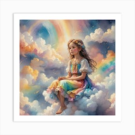 Little Girl In The Clouds Art Print