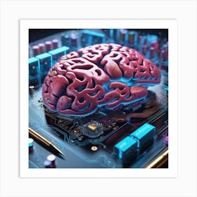 Brain On A Circuit Board 98 Art Print