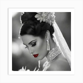 Black And White Wedding Makeup Art Print