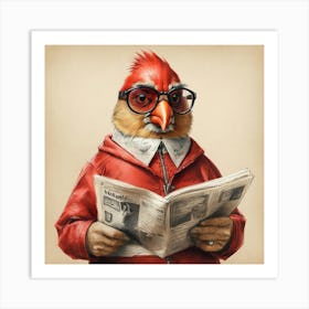 Cardinal Reading Newspaper Art Print