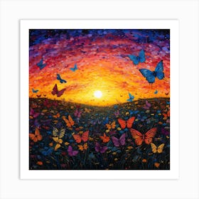 Butterflies At Sunset Art Print