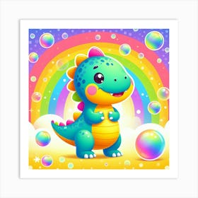 Dinosaur With Bubbles Art Print