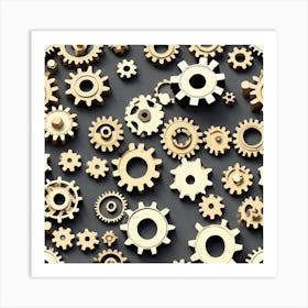 Gears On A Black Background 32 Art Print