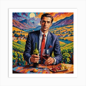 Man With A Glass Of Wine 1 Art Print