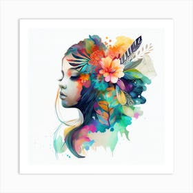 Watercolor Tropical Woman #14 Art Print