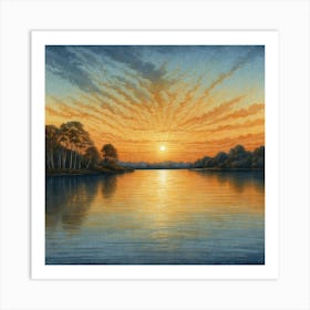 Sunset Over The Lake 1 Art Print