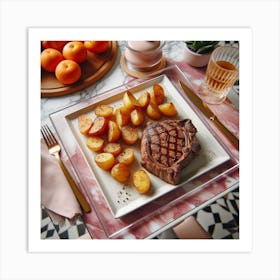 Steak And Potatoes Art Print