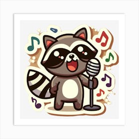 Raccoon Singing Art Print