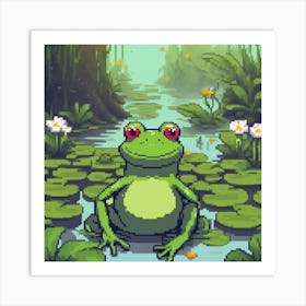 Frog Holiday Pixel Art Print