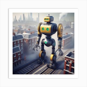 Robot On Train Tracks 4 Art Print