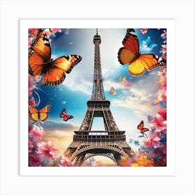 Paris With Butterflies 172 Art Print