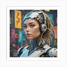 Cybernetic Harmony: The Future of Human-Machine Fusion Art Print