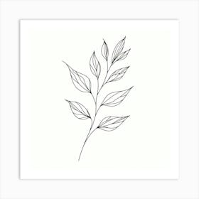 Line Drawing Of A Leaf Art Print