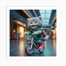 Kitty On A Bike Art Print