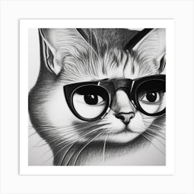 Cat In Glasses Art Print