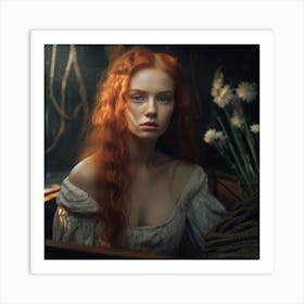 Portrait Of A Young Woman With Red Hair Art Print