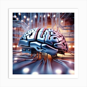 Brain On Circuit Board 2 Art Print