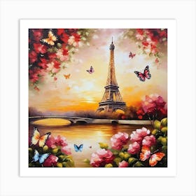 Paris With Butterflies 98 Art Print