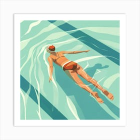 A Swimmer In A Pool Minimal Illustration 1718672260 3 Art Print