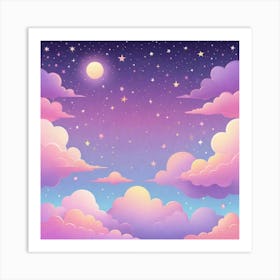 Sky With Twinkling Stars In Pastel Colors Square Composition 222 Art Print
